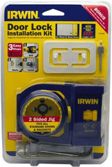 Irwin Blades - 7 Piece, 2-3/8" to 2-3/4" Saw Diam, Door-Lock Installation Hole Saw Kit - Bi-Metal, Includes 2 Hole Saws - Exact Tooling
