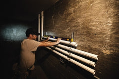 Irwin - 48" Long 3 Vial I-Beam Level - Aluminum, Blue/Yellow, 1 Plumb & 2 Level Vials - Exact Tooling