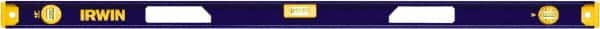 Irwin - Magnetic 48" Long 3 Vial I-Beam Level - Aluminum, Blue/Yellow, 1 Plumb & 2 Level Vials - Exact Tooling