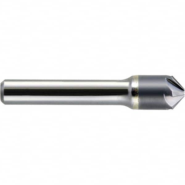 Melin Tool - 1/8" Head Diam, 1/8" Shank Diam, 6 Flute 90° Solid Carbide Countersink - Exact Tooling