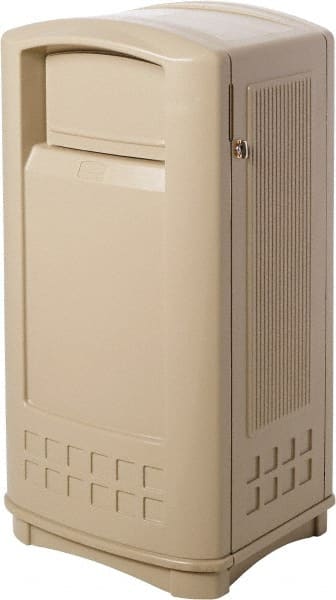 Rubbermaid - 35 Gal Beige Rectangle Decorative Waste Receptacle With Top - 1,044mm High x 543.56mm Long x 515.62mm Wide - Exact Tooling