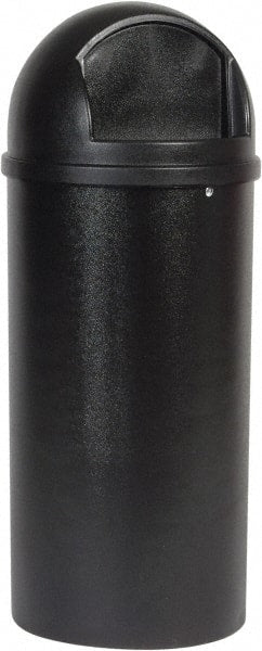 Rubbermaid - 25 Gal Black Round Decorative Waste Receptacle With Top - 42" High - Exact Tooling