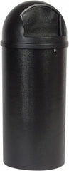 Rubbermaid - 25 Gal Black Round Decorative Waste Receptacle With Top - 42" High - Exact Tooling