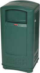Rubbermaid - 35 Gal Green Rectangle Decorative Waste Receptacle With Top - 1,044mm High x 543.56mm Long x 515.62mm Wide - Exact Tooling
