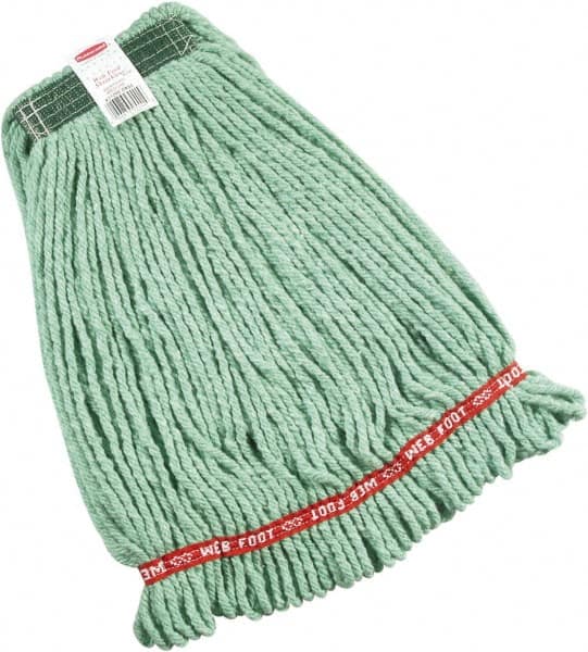 Rubbermaid - Green Head Band, Medium Blended Fiber Loop End Mop Head - Clamp Jaw & Side Loading Connection - Exact Tooling