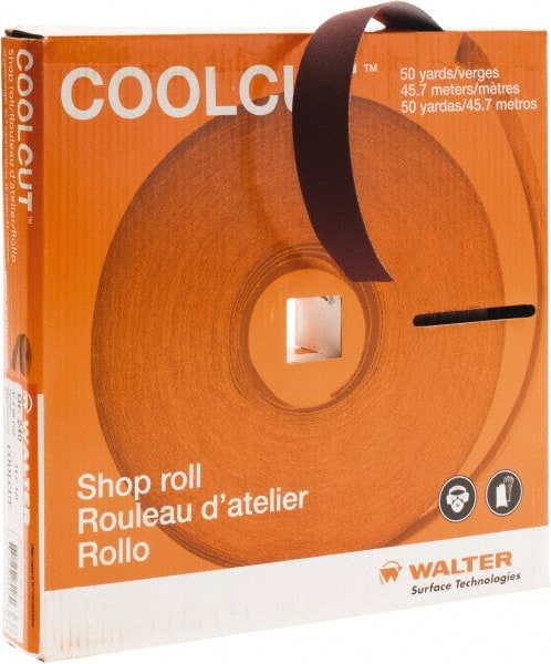 WALTER Surface Technologies - 1" x 50 Yd 240 Grit Aluminum Oxide Cloth Roll - J Weighted Backing - Exact Tooling