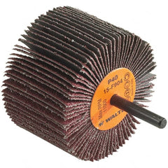 WALTER Surface Technologies - 3" Diam x 2" Face Width, Coarse Aluminum Oxide Coated Mounted Flap Wheel - 1/4" Shank Mount, 40 Grit, Cloth Backing, 11,000 Max RPM - Exact Tooling