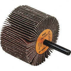 WALTER Surface Technologies - 2-1/2" Diam x 1-1/2" Face Width, Medium Aluminum Oxide Coated Mounted Flap Wheel - 1/4" Shank Mount, 60 Grit, Cloth Backing, 20,000 Max RPM - Exact Tooling