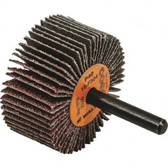 WALTER Surface Technologies - 2" Diam x 1" Face Width, Coarse Aluminum Oxide Coated Mounted Flap Wheel - 1/4" Shank Mount, 40 Grit, Cloth Backing, 25,000 Max RPM - Exact Tooling