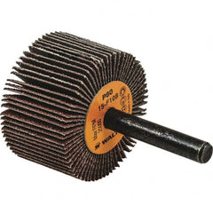 WALTER Surface Technologies - 1-1/2" Diam x 3/8" Face Width, Medium Aluminum Oxide Coated Mounted Flap Wheel - 1/4" Shank Mount, 80 Grit, Cloth Backing, 25,000 Max RPM - Exact Tooling