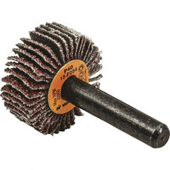 WALTER Surface Technologies - 1" Diam x 3/8" Face Width, Coarse Aluminum Oxide Coated Mounted Flap Wheel - 1/4" Shank Mount, 40 Grit, Cloth Backing, 30,000 Max RPM - Exact Tooling