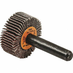 WALTER Surface Technologies - 1" Diam x 1" Face Width, Medium Aluminum Oxide Coated Mounted Flap Wheel - 1/4" Shank Mount, 80 Grit, Cloth Backing, 30,000 Max RPM - Exact Tooling