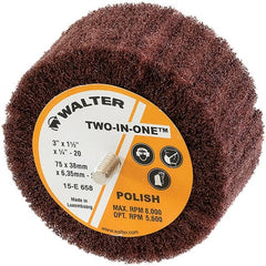 WALTER Surface Technologies - 3" Diam x 1-1/2" Face Width, Extra Fine Aluminum Oxide Nonwoven Mounted Flap Wheel - 1/4-20 Threaded Mount, 360 Grit, Interleaf, 8,000 Max RPM - Exact Tooling