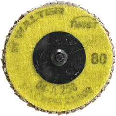 WALTER Surface Technologies - 80 Grit, 2-1/2" Disc Diam, Aluminum Oxide Flap Disc - 23,000 Max RPM, Fiber Backing, Quick Change Type R Attaching System, Coated - Exact Tooling