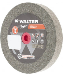 WALTER Surface Technologies - 80 Grit Aluminum Oxide Bench & Pedestal Grinding Wheel - 6" Diam x 1" Hole x 1" Thick, 4100 Max RPM, Fine Grade, Vitrified Bond - Exact Tooling