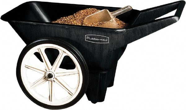 Rubbermaid - 3.5 Cu Ft, 200 Lb Capacity Wheelbarrow with Semi-Pneumatic Wheel - 47" Long x 27-1/2" Wide x 24-3/4" High, Black - Exact Tooling