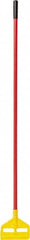 Rubbermaid - 60" Standard Fiberglass Clamp Jaw Mop Handle - 1" Mop Head Band, Plastic Connector, Use with Wet Mops - Exact Tooling