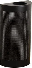 Rubbermaid - 12 Gal Black Half-Round Decorative Waste Receptacle With Top - Steel, 32" High x 18" Wide - Exact Tooling