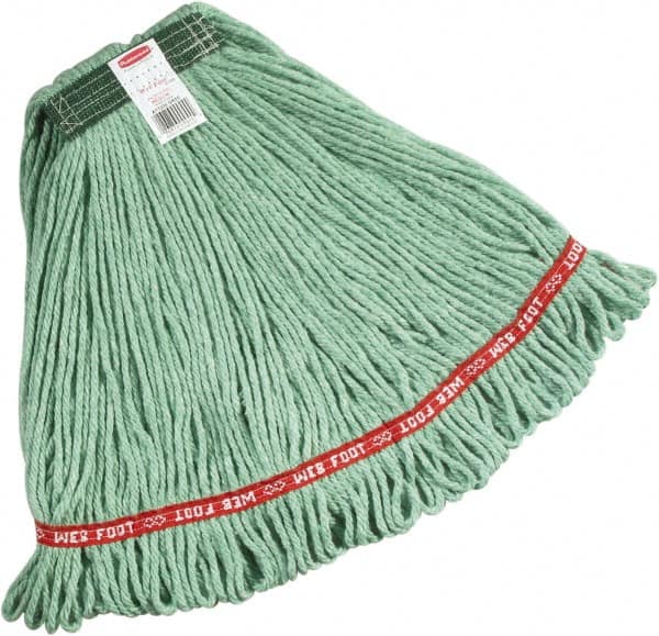 Rubbermaid - Green Head Band, Medium Blended Fiber Loop End Mop Pad - Quick Change Connection - Exact Tooling