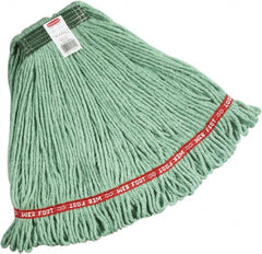 Rubbermaid - Green Head Band, Medium Blended Fiber Loop End Mop Pad - Quick Change Connection - Exact Tooling