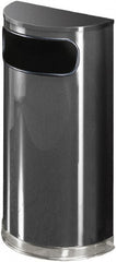 Rubbermaid - 9 Gal Gray Half-Round Decorative Waste Receptacle With Top - Steel, 813mm High x 457.2mm Wide - Exact Tooling