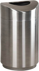 Rubbermaid - 30 Gal Silver Round Decorative Waste Receptacle With Top - Metal, 851mm High - Exact Tooling