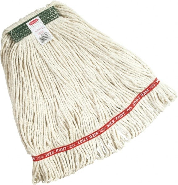 Rubbermaid - Green Head Band, Medium Blended Fiber Loop End Mop Head - 4 Ply, Screw On Connection - Exact Tooling