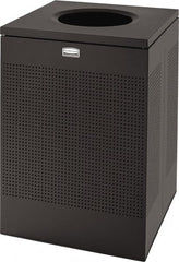 Rubbermaid - 40 Gal Black Square Decorative Waste Receptacle With Top - Steel, 30" High x 476.25mm Long x 476.25mm Wide - Exact Tooling