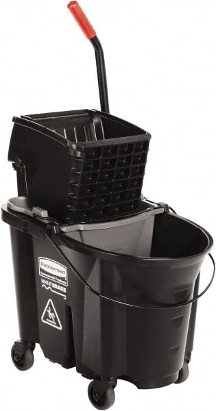 Rubbermaid - 35 Qt Plastic Steel Bucket & Wringer - 510.54mm Long x 927.1mm High x 398.78mm Wide, Black - Exact Tooling