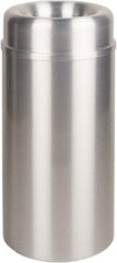 Rubbermaid - 15 Gal Aluminum Round Decorative Waste Receptacle With Top - Steel, 30" High - Exact Tooling