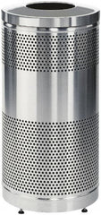 Rubbermaid - 25 Gal Silver Round Decorative Waste Receptacle With Top - Stainless Steel, 902mm High - Exact Tooling