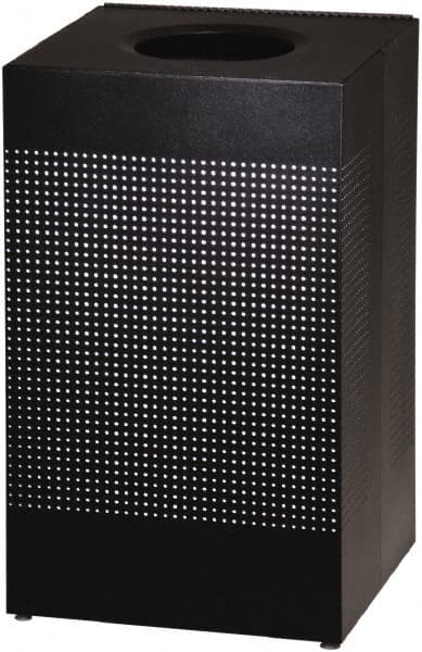 Rubbermaid - 20 Gal Black Square Decorative Waste Receptacle With Top - Steel, 30" High x 476.25mm Long x 476.25mm Wide - Exact Tooling