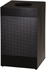 Rubbermaid - 20 Gal Black Square Decorative Waste Receptacle With Top - Steel, 30" High x 476.25mm Long x 476.25mm Wide - Exact Tooling