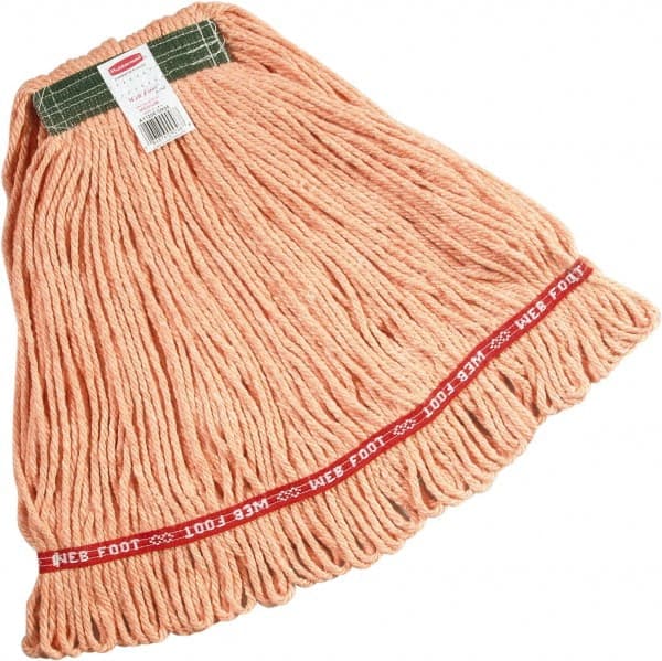 Rubbermaid - 1" Green Head Band, Medium Blended Fiber Loop End Mop Head - 4 Ply, Side Loading Connection, Use for Finishing - Exact Tooling