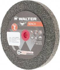 WALTER Surface Technologies - 36 Grit Aluminum Oxide Bench & Pedestal Grinding Wheel - 6" Diam x 1" Hole x 3/4" Thick, 4100 Max RPM, Coarse Grade, Vitrified Bond - Exact Tooling