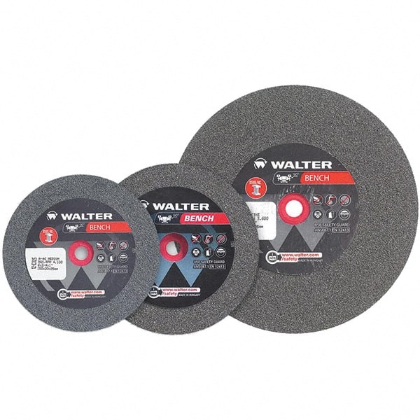 WALTER Surface Technologies - 36 Grit Aluminum Oxide Bench & Pedestal Grinding Wheel - 6" Diam x 1" Hole x 1" Thick, 4100 Max RPM, Coarse Grade, Vitrified Bond - Exact Tooling