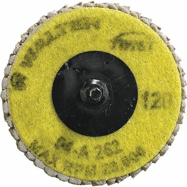 WALTER Surface Technologies - 120 Grit, 2-1/2" Disc Diam, Aluminum Oxide Flap Disc - 23,000 Max RPM, Fiber Backing, Quick Change Type R Attaching System, Coated - Exact Tooling