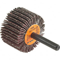 WALTER Surface Technologies - 1-1/2" Diam x 1" Face Width, Medium Aluminum Oxide Coated Mounted Flap Wheel - 1/4" Shank Mount, 60 Grit, Cloth Backing, 25,000 Max RPM - Exact Tooling