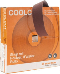 WALTER Surface Technologies - 1-1/2" x 50 Yd 120 Grit Aluminum Oxide Cloth Roll - J Weighted Backing - Exact Tooling