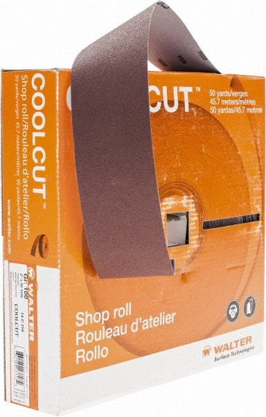 WALTER Surface Technologies - 2" x 50 Yd 100 Grit Aluminum Oxide Cloth Roll - J Weighted Backing - Exact Tooling