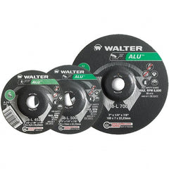 WALTER Surface Technologies - 24 Grit, 9" Wheel Diam, 1/8" Wheel Thickness, Type 27 Depressed Center Wheel - Aluminum Oxide, Resinoid Bond, 6,600 Max RPM - Exact Tooling