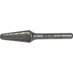 WALTER Surface Technologies - 3/8" Cut Diam, 1/4" Shank Diam, Cone Head Double Cut Burr - Carbide, 1-1/16" LOC - Exact Tooling
