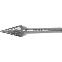 WALTER Surface Technologies - 1/4" Cut Diam, 1/4" Shank Diam, Cone Head Double Cut Burr - Carbide, 1/2" LOC - Exact Tooling