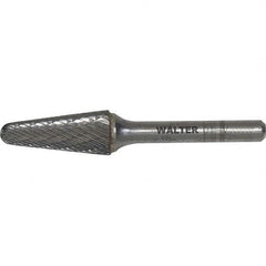 WALTER Surface Technologies - 1/2" Cut Diam, 1/4" Shank Diam, Cone Head Double Cut Burr - Carbide, 1-1/8" LOC - Exact Tooling