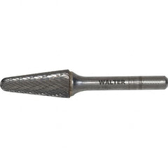 WALTER Surface Technologies - 5/16" Cut Diam, 1/4" Shank Diam, Cone Head Double Cut Burr - Carbide, 7/8" LOC - Exact Tooling
