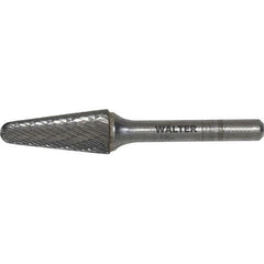 WALTER Surface Technologies - 5/8" Cut Diam, 1/4" Shank Diam, Cone Head Double Cut Burr - Carbide, 3/16" LOC - Exact Tooling
