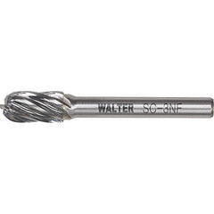 WALTER Surface Technologies - 3/8" Cut Diam, 1/4" Shank Diam, Cylinder Ball End Head Double Cut Burr - Carbide, 3/4" LOC - Exact Tooling
