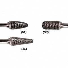 WALTER Surface Technologies - 1/2" Cut Diam, 1/4" Shank Diam, Cylinder Ball End Head Double Cut Burr - Carbide, 1" LOC - Exact Tooling