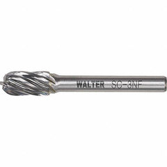 WALTER Surface Technologies - 1/4" Cut Diam, 1/4" Shank Diam, Cylinder Ball End Head Double Cut Burr - Carbide, 5/8" LOC - Exact Tooling