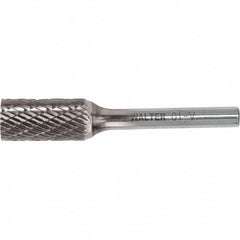 WALTER Surface Technologies - 3/8" Cut Diam, 1/4" Shank Diam, Cylinder Head Double Cut Burr - Carbide, 3/4" LOC - Exact Tooling